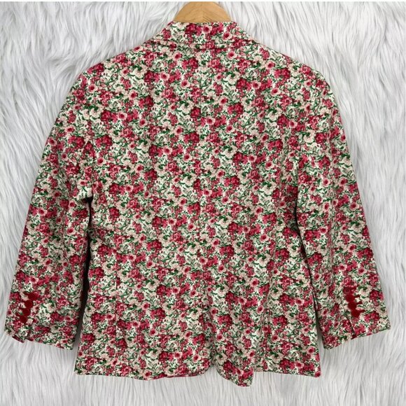 Talbots Grace‎ Fit Blazer Jacket Floral Rose 3/4 Sleeve Cottagecore Boho Spring - Picture 5 of 16